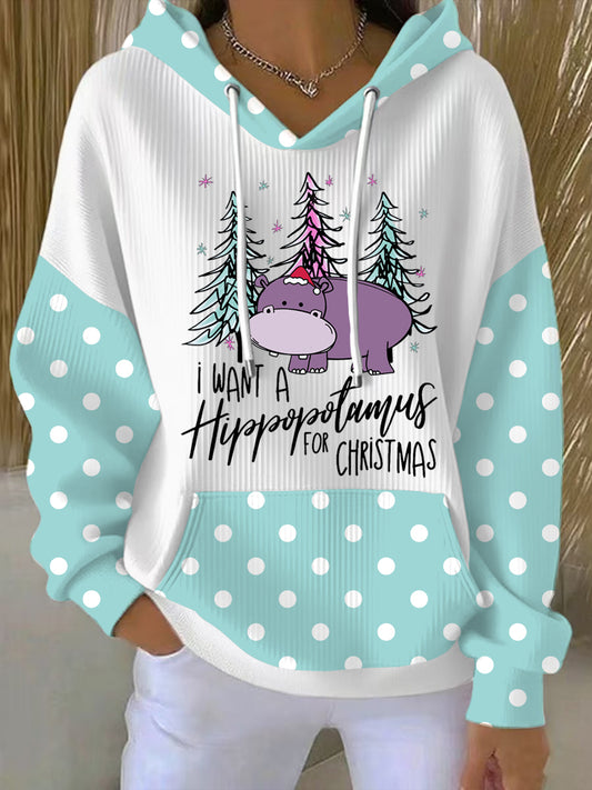 Women's I Want A Hippopotamus For Christmas Casual Hoodie