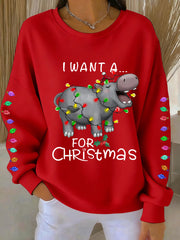 Women's Women's I Want A Hippopotamus For Christmas Casual Sweatshirt