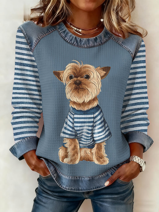 Women's Cute Winter Dog Print Dog Lovers Casual Sweatshirt