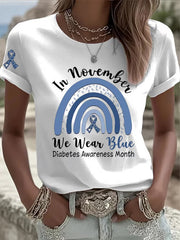 Women's Diabetes Awareness Printed T-shirt
