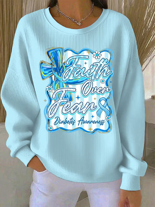 Women's Diabetes Awareness Print Casual Sweatshirt