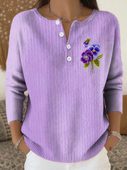 Women‘s Casual Purple Floral long-sleeve cardigan gracestitchs