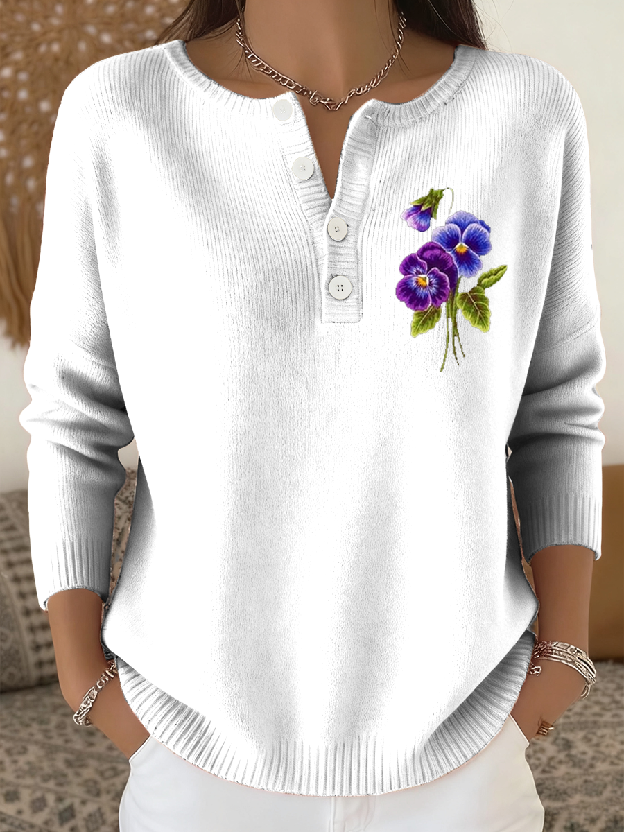 Women‘s Casual Purple Floral long-sleeve cardigan gracestitchs