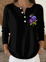 Women‘s Casual Purple Floral long-sleeve cardigan gracestitchs