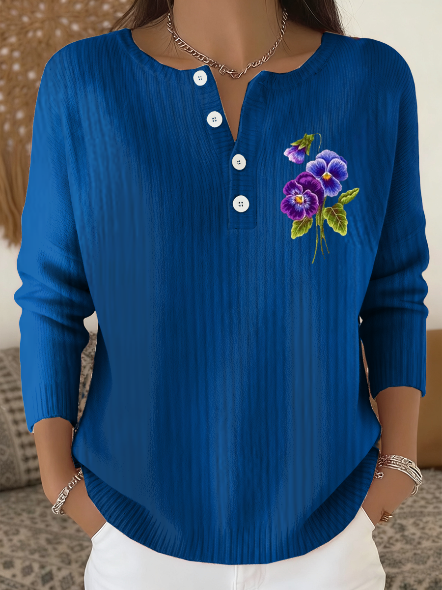Women‘s Casual Purple Floral long-sleeve cardigan gracestitchs