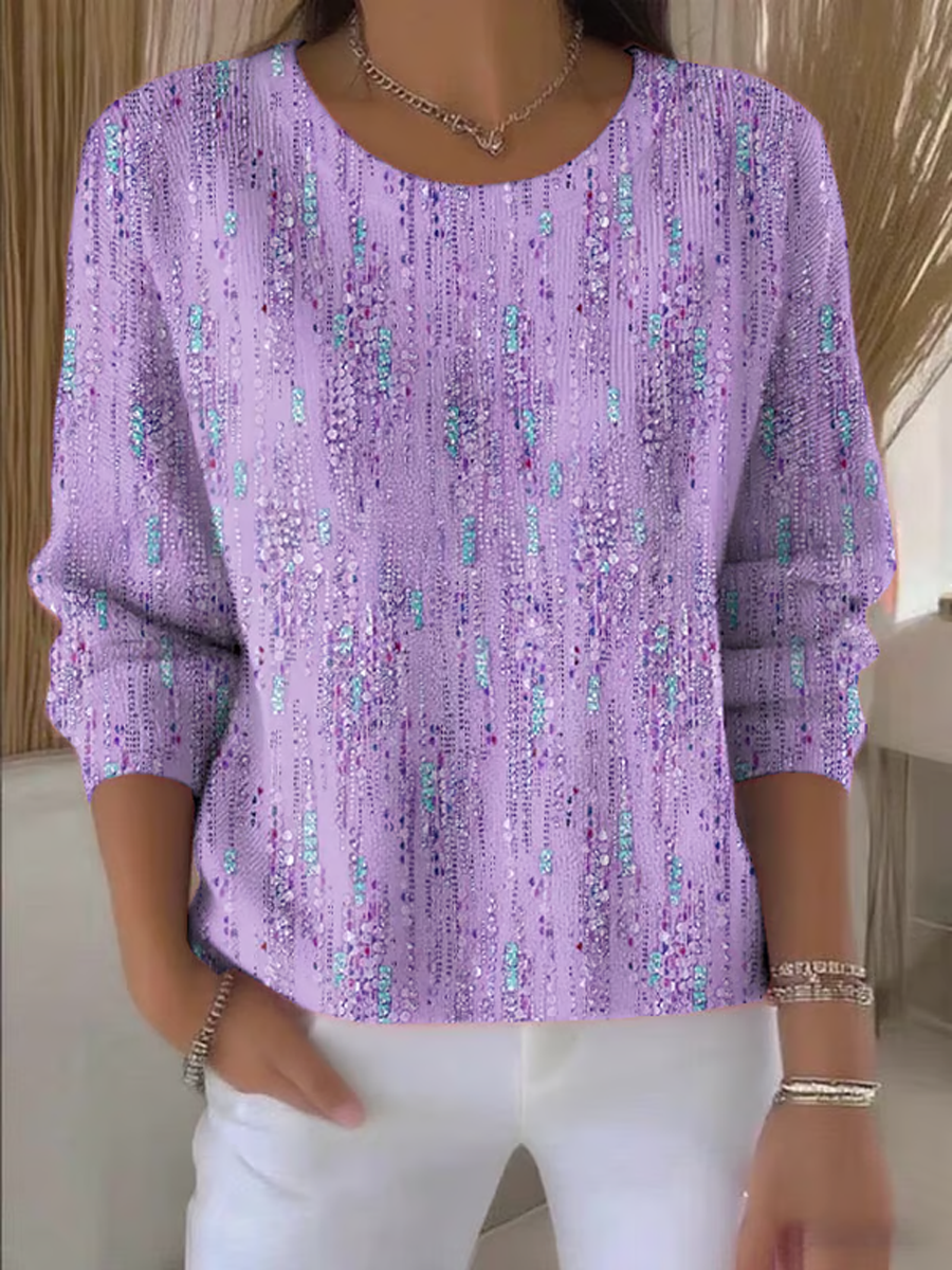 Women's Art Design Printed Knitted Long Sleeve Top gracestitchs