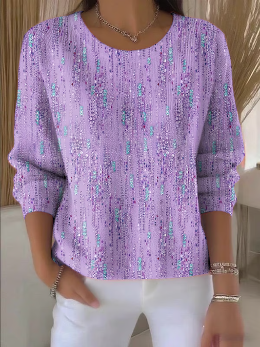 Women's Art Design Printed Knitted Long Sleeve Top gracestitchs