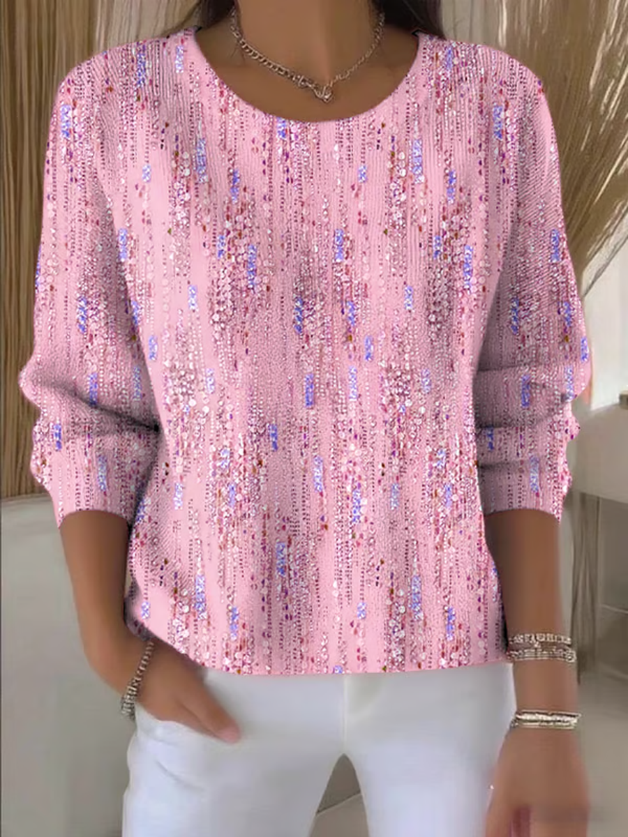 Women's Art Design Printed Knitted Long Sleeve Top gracestitchs