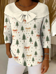 Women's Merry Christmas Print Ribbed top