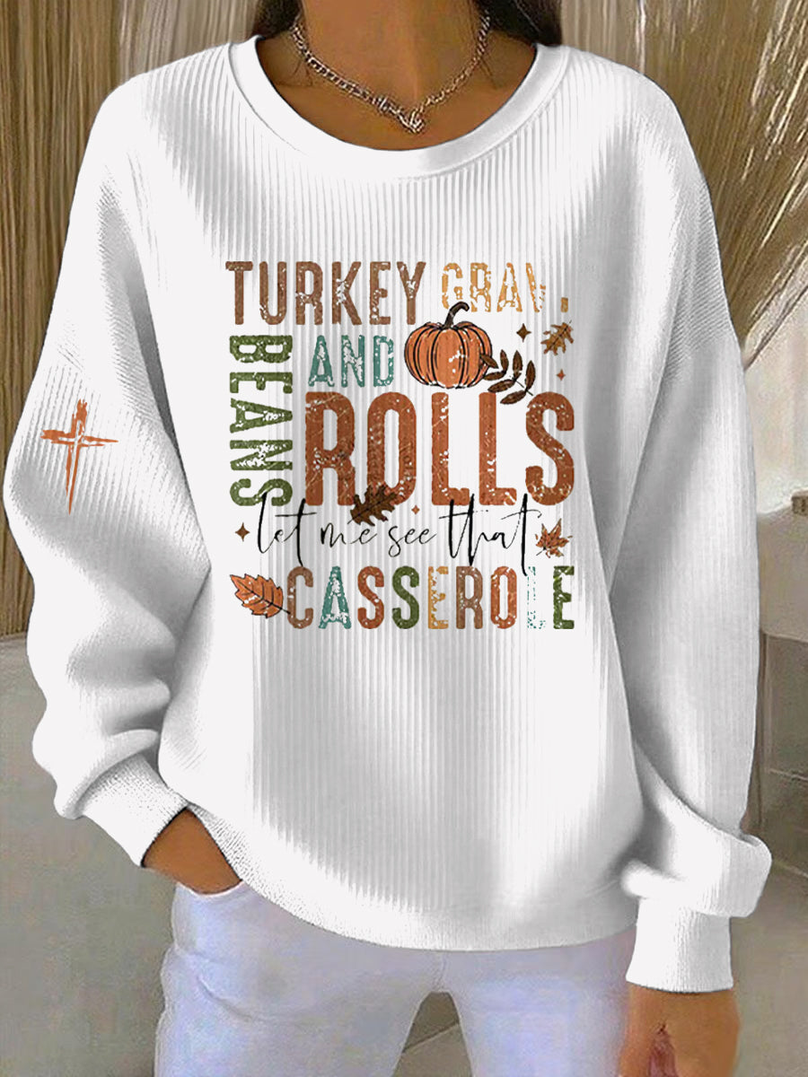 Women's Thanksgiving Print Casual Sweatshirt gracestitchs