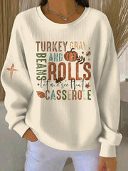 Women's Thanksgiving Print Casual Sweatshirt gracestitchs