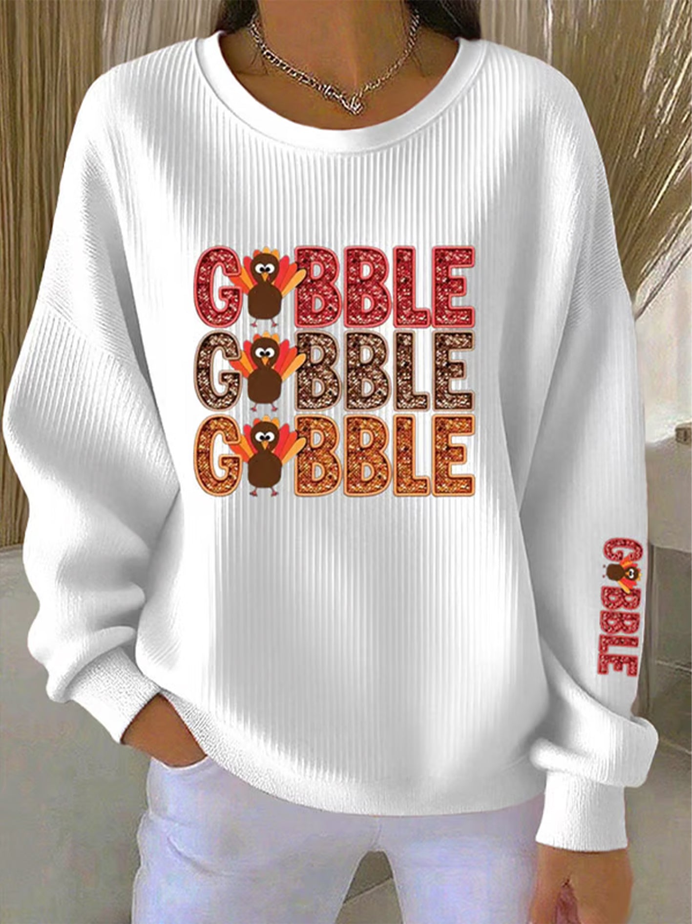 Women's Thanksgiving Print Casual Sweatshirt gracestitchs