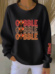 Women's Thanksgiving Print Casual Sweatshirt gracestitchs
