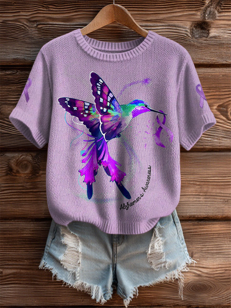 Women's Alzheimer's Hummingbird tops gracestitchs