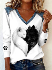 Women's Cat Lover V-Neck T-Shirts
