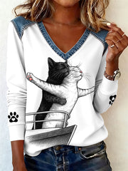 Women's Cats Lover V-Neck T-Shirts