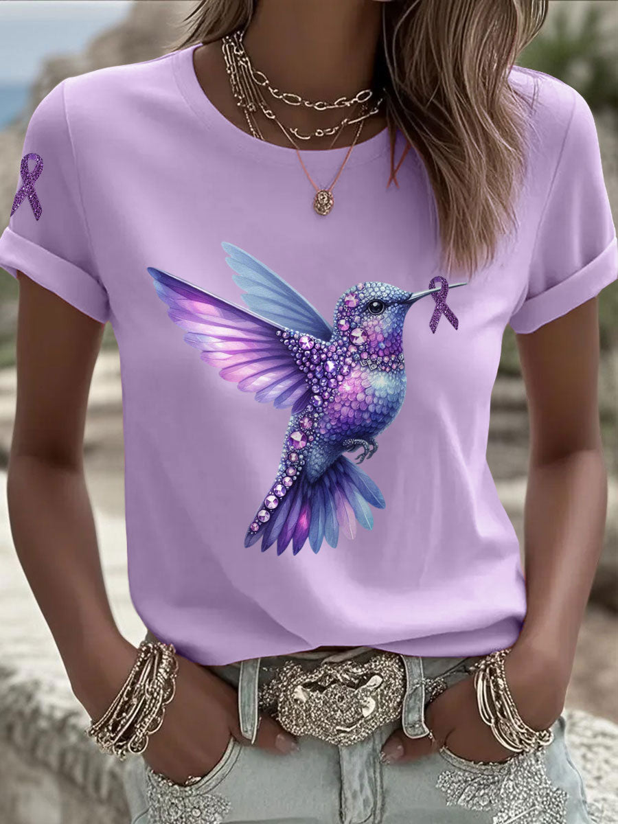 Women's Alzheimer's Hummingbird T-shirts gracestitchs