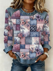 Women's Alzheimer's Awareness Purple Floral Patchwork Hooded gracestitchs