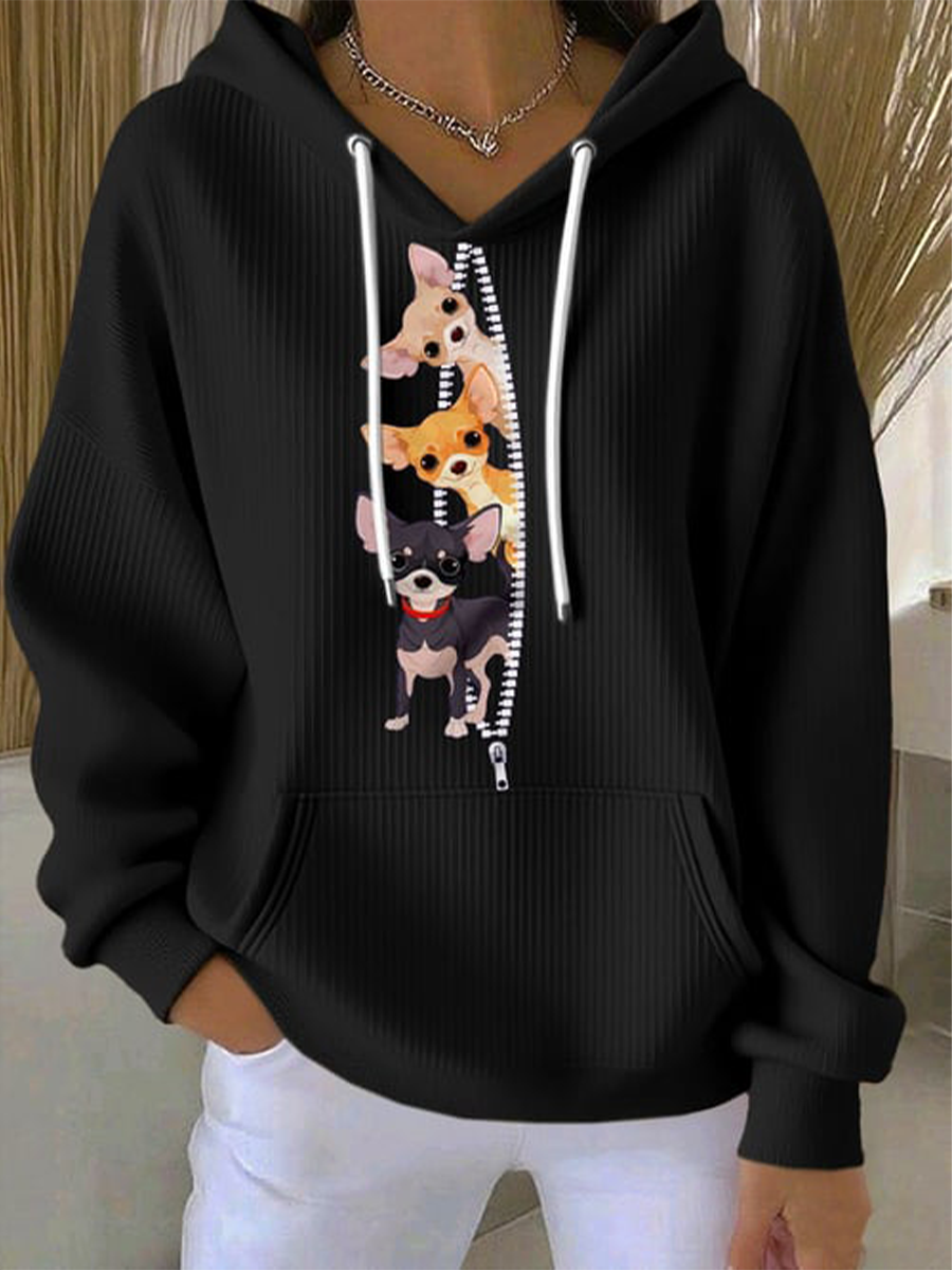 Women's Chihuahuas Print Casual Hoodie gracestitchs