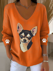 Women's Cute Dog Long Sleeve Top gracestitchs