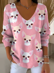 Women's Chihuahuas Print Casual Top gracestitchs