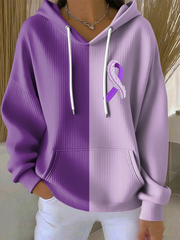 Women's Casual Purple Hummingbird Textured Hoodie gracestitchs