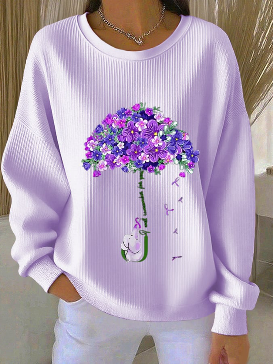 Women's purple floral casual sweatshirt gracestitchs
