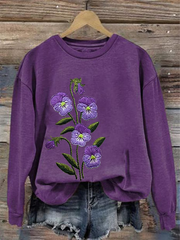 Women's Purple Flower Alzheimer's Awareness Support Sweatshirt gracestitchs