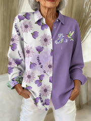 Women's Casual Purple Hummingbird Textured shirts gracestitchs