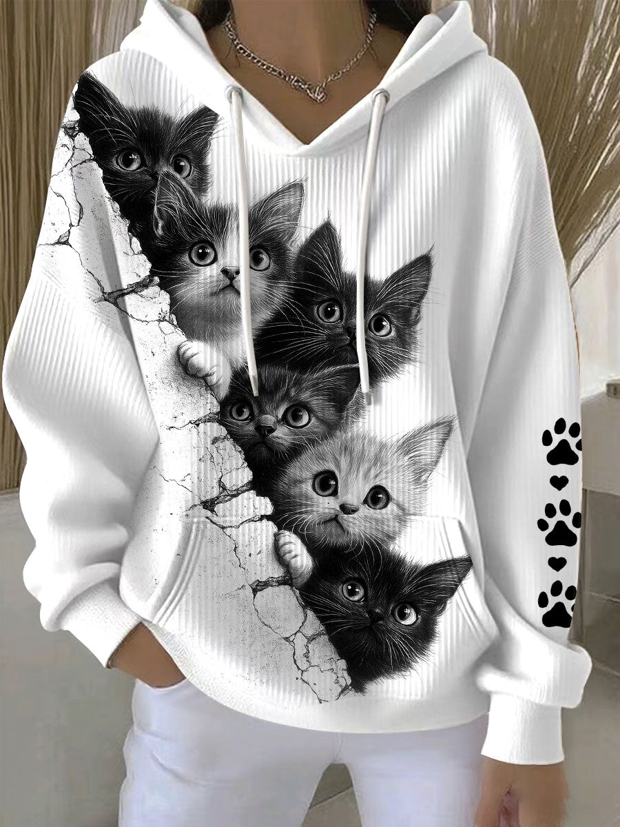 Women's Cat Print Hoodies gracestitchs