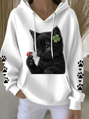 Women's Cat Print Hoodies gracestitchs
