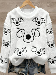 Women's Cute Animal Art Print Casual Flannel Sweater