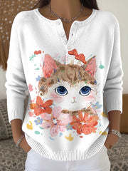 Women's Cute Animal Print Knit Top