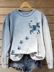 Women's Lovely Cat Patchwork Art Gradient Sweatshirt