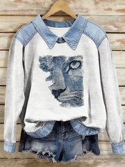 Women's Cat Art Print Casual Top gracestitchs