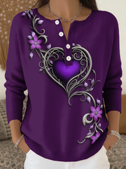 Women‘s Vintage Purple Floral Art Print long-sleeve cardigan gracestitchs