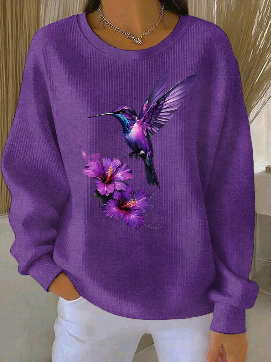 Women's Purple Art Print Casual Sweatshirt gracestitchs