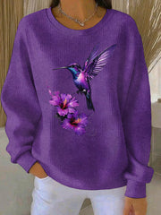 Women's Purple Art Print Casual Sweatshirt gracestitchs