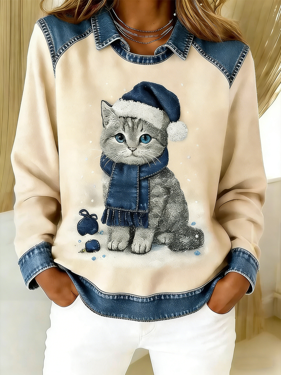 Women's Retro Animal Art Print Comfortable Sweatshirt gracestitchs