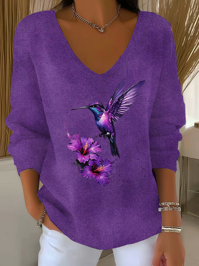 Women's Purple Art Printed Casual Top gracestitchs