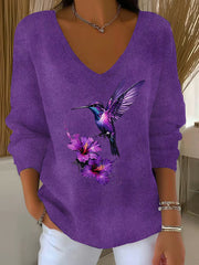 Women's Purple Art Printed Casual Top gracestitchs