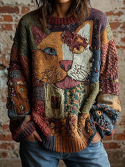 Women's Artistic Cat Vintage Tops gracestitchs