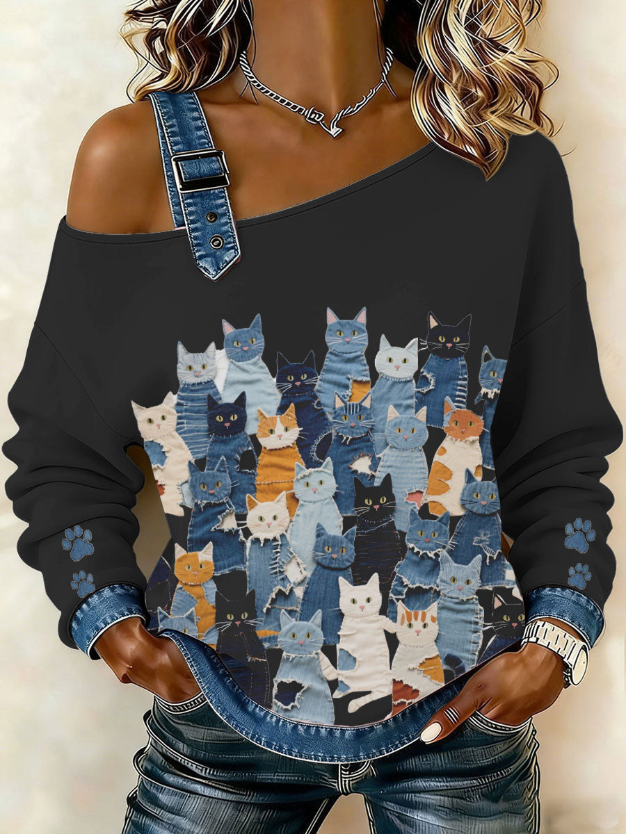 Women's Denim Kitten Top gracestitchs