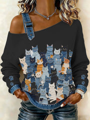 Women's Denim Kitten Top gracestitchs