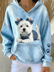 Women's Animal Lovers Dog Print Hoodie gracestitchs