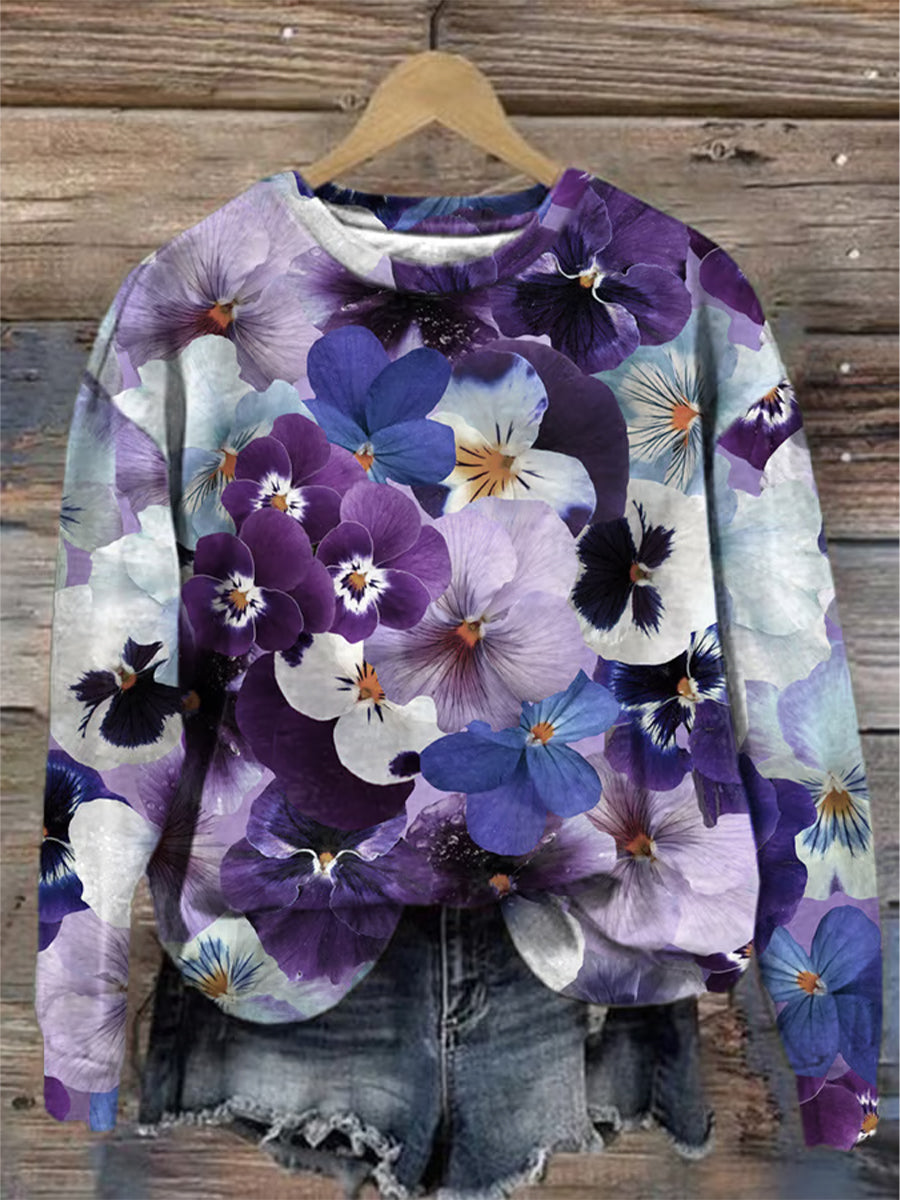 Women's Purple Art Print Sweatshirt gracestitchs