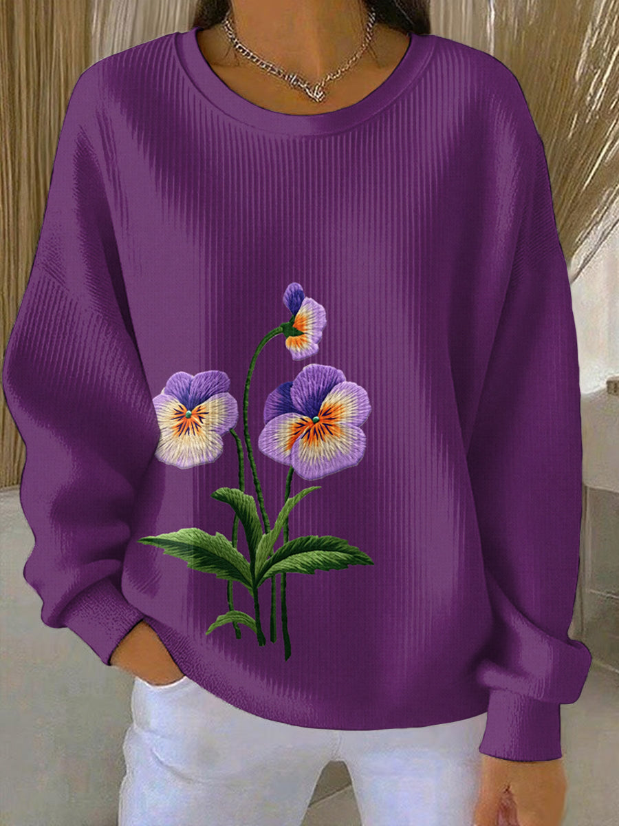 Women's Purple Art Print Casual Sweatshirt gracestitchs