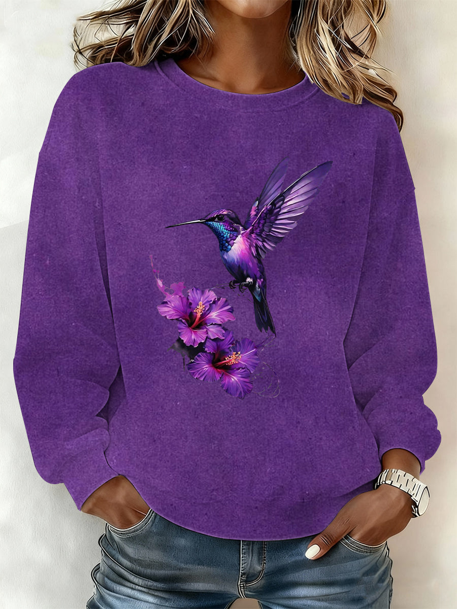 Women's Purple Art Print Sweatshirt gracestitchs