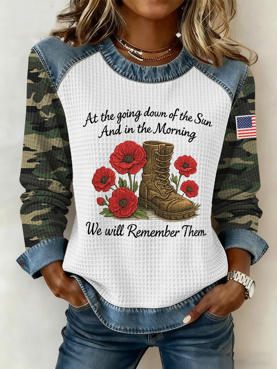 Women's Veteran Art Print Casual Waffle Hoodie gracestitchs