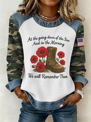 Women's Veteran Art Print Casual Waffle Hoodie gracestitchs